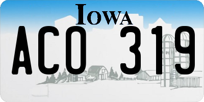 IA license plate ACO319