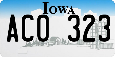IA license plate ACO323