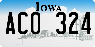 IA license plate ACO324