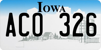 IA license plate ACO326