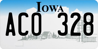 IA license plate ACO328