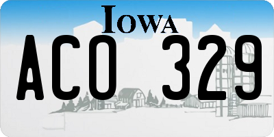 IA license plate ACO329