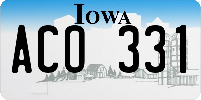 IA license plate ACO331