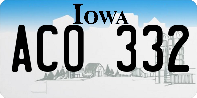 IA license plate ACO332
