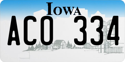 IA license plate ACO334