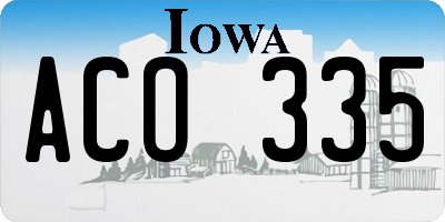 IA license plate ACO335