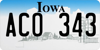 IA license plate ACO343