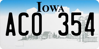 IA license plate ACO354