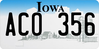 IA license plate ACO356