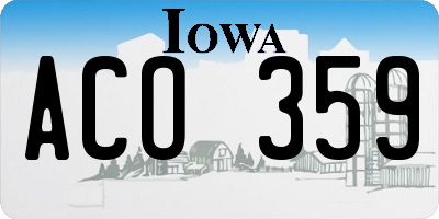 IA license plate ACO359