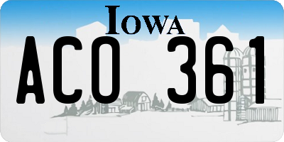 IA license plate ACO361