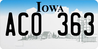 IA license plate ACO363
