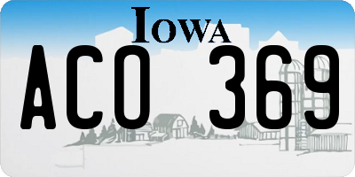 IA license plate ACO369