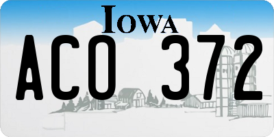 IA license plate ACO372