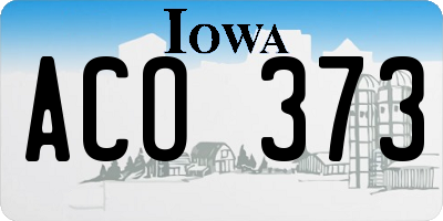 IA license plate ACO373