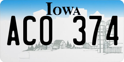 IA license plate ACO374
