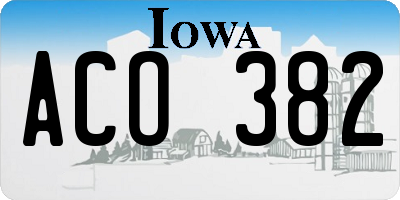 IA license plate ACO382