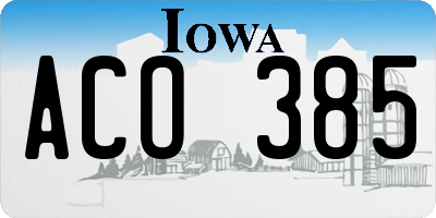 IA license plate ACO385