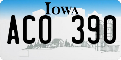 IA license plate ACO390