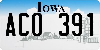 IA license plate ACO391