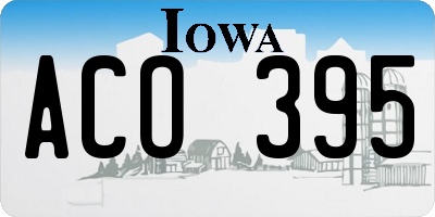 IA license plate ACO395