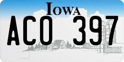 IA license plate ACO397