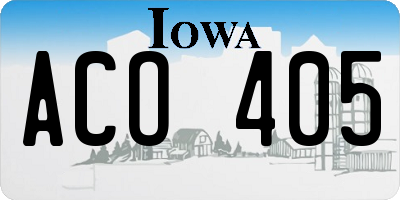 IA license plate ACO405