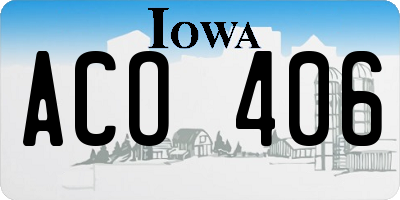 IA license plate ACO406