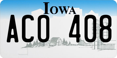 IA license plate ACO408