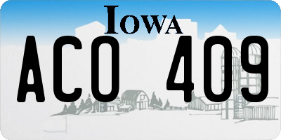 IA license plate ACO409