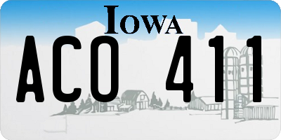 IA license plate ACO411