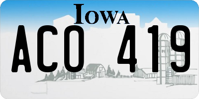 IA license plate ACO419
