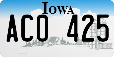 IA license plate ACO425
