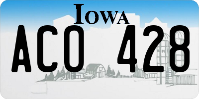 IA license plate ACO428