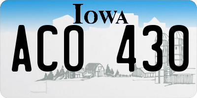 IA license plate ACO430