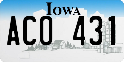 IA license plate ACO431