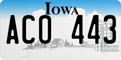 IA license plate ACO443