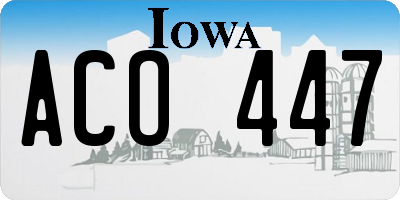 IA license plate ACO447