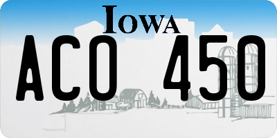 IA license plate ACO450