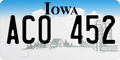 IA license plate ACO452