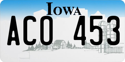 IA license plate ACO453