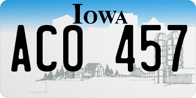 IA license plate ACO457