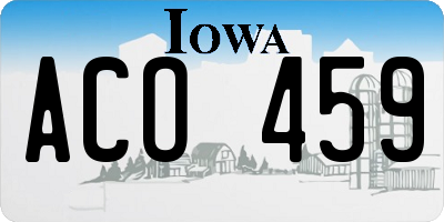 IA license plate ACO459