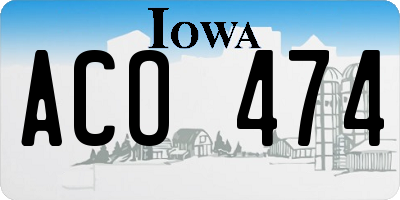 IA license plate ACO474