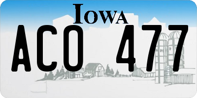 IA license plate ACO477