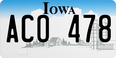 IA license plate ACO478