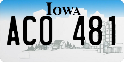 IA license plate ACO481