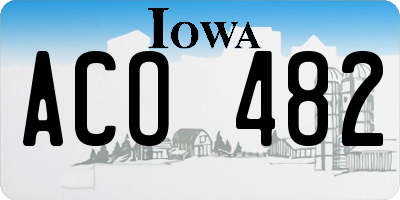 IA license plate ACO482