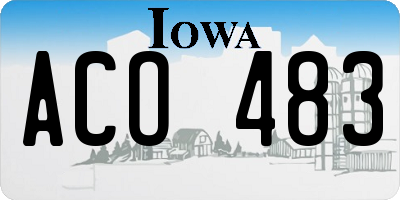 IA license plate ACO483