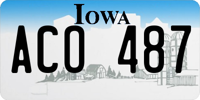 IA license plate ACO487